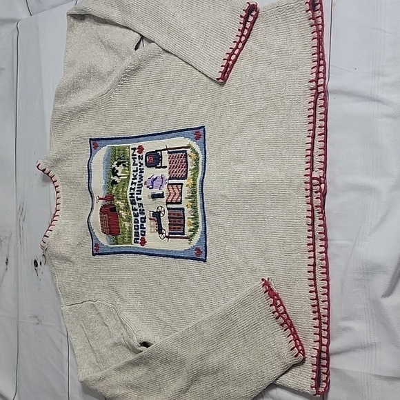 MARISA Christina Button Front Amish American Cross Stitch Cardigan size Medium - Picture 2 of 10